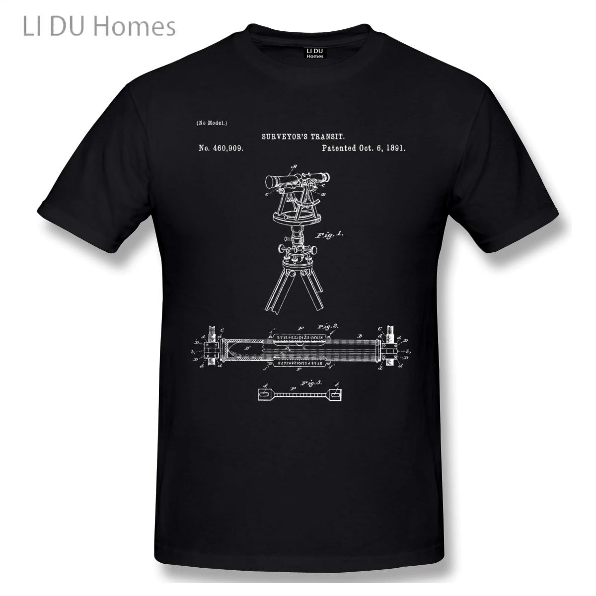 LIDU-빈티지 측량 운송 도구 티셔츠, 여성 남성 티셔츠, 코튼, 여름 티셔츠, 반팔 그래픽 티 탑